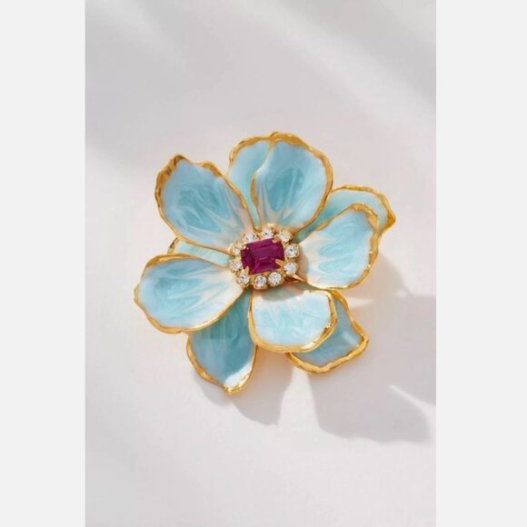 NWT Anthropologie The Pink Reef Handpainted Earrings Hawaiian Blue - Picture 2 of 8